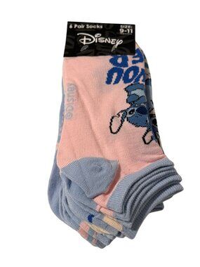 Disney Stitch 6 Pair Ankle Socks Size 9-11